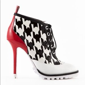 Sophia Webster Houndstooth Lace Up Ankle Booties